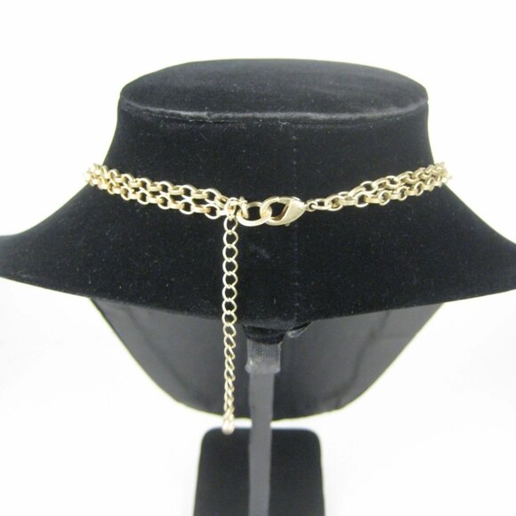 Goldtone Chain Plastic Beaded Charm Necklace 21 Inch Festival Runway Statement - Picture 7 of 9